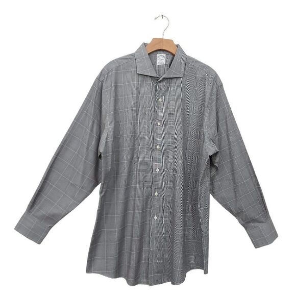 Brooks Brothers Mens Shirt 34 17-1/2 Button Up Long Sleeve Supima Cotton Gray - Picture 1 of 10